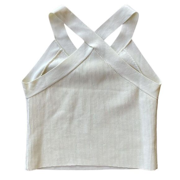 Favorite Daughter Ivory Cross Back Ribbed Tank Top NWT Size Extra Large - Picture 3 of 6